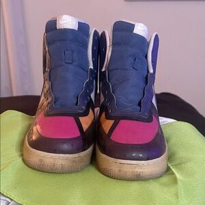 Nike Men Blue and Pink High-Top Sneakers
